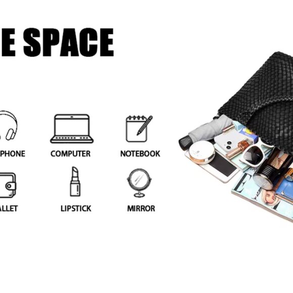 New woven vegan leather shoulder tote - Picture 3 of 11